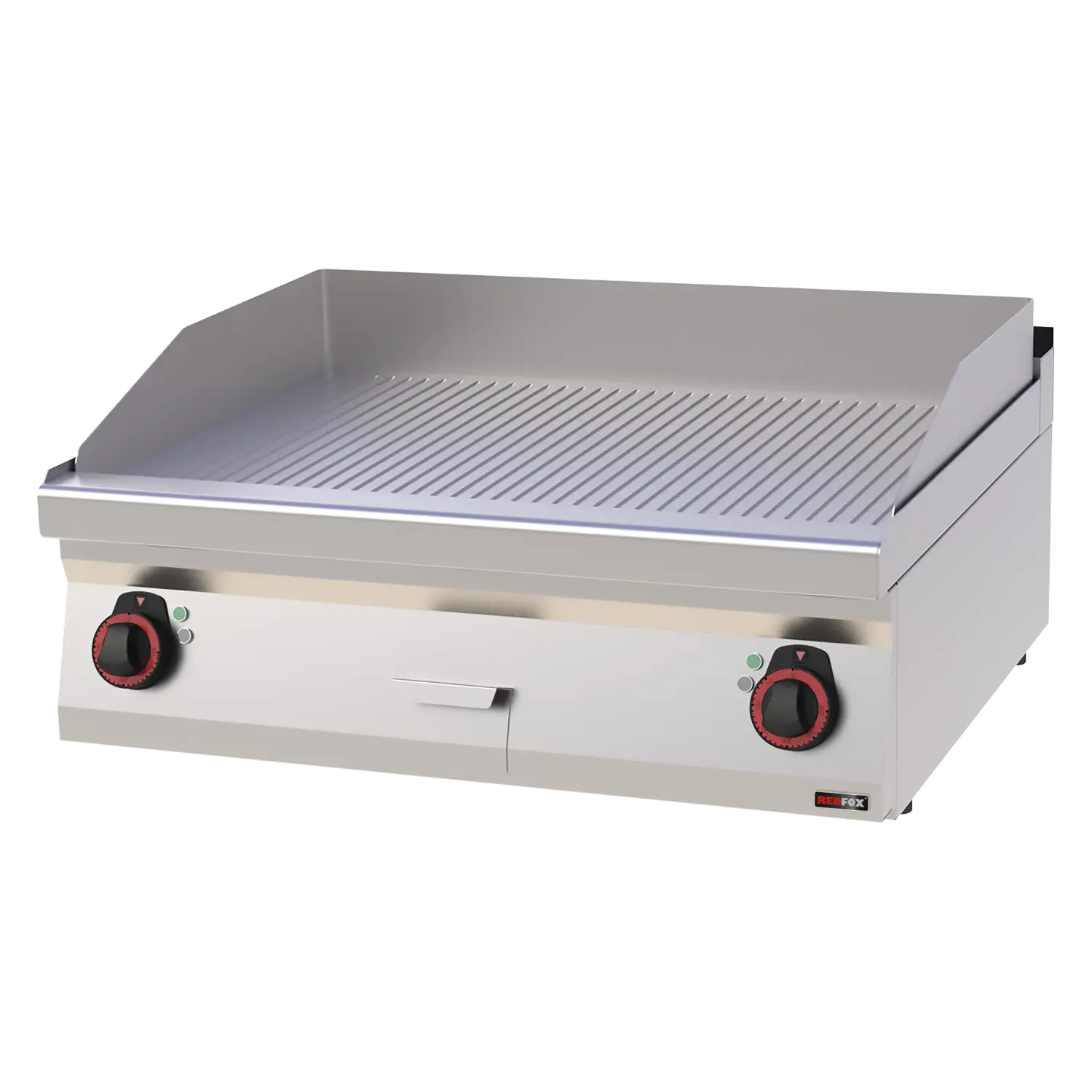 Grillplatte 80×51 elektrisch geriffelt ohne Unterbauten 400 V | REDFOX – FTR 70/08 E