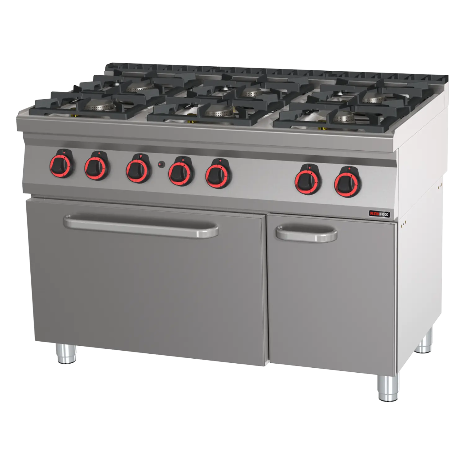 Gasherd mit statischem Gasbackofen GN 2/1 – 6x Brenner | REDFOX – SPT 70/120 21 G