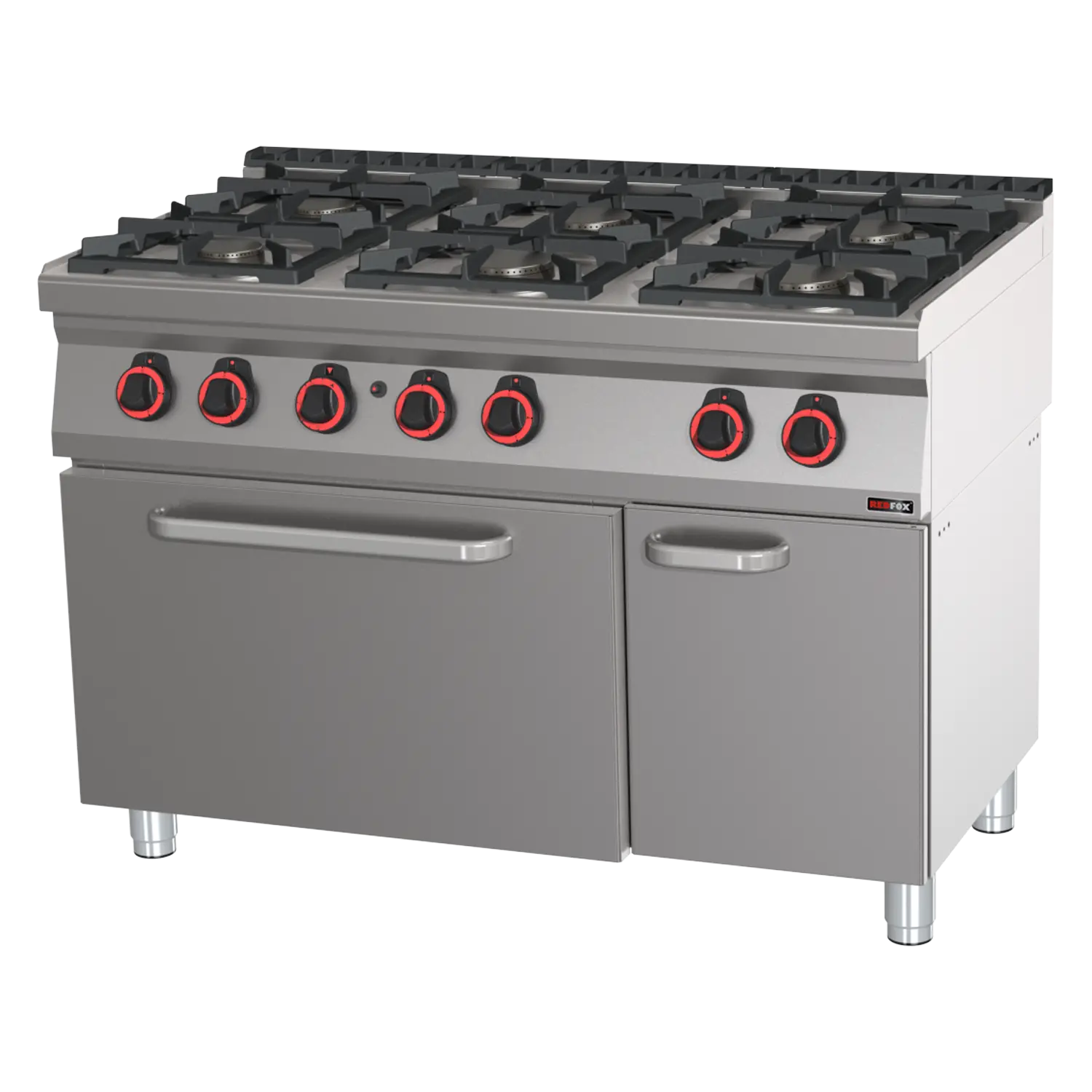 Gasherd mit statischem Gasbackofen GN 2/1 – 6x Brenner ECO | REDFOX – SPBT 70/120 21 G