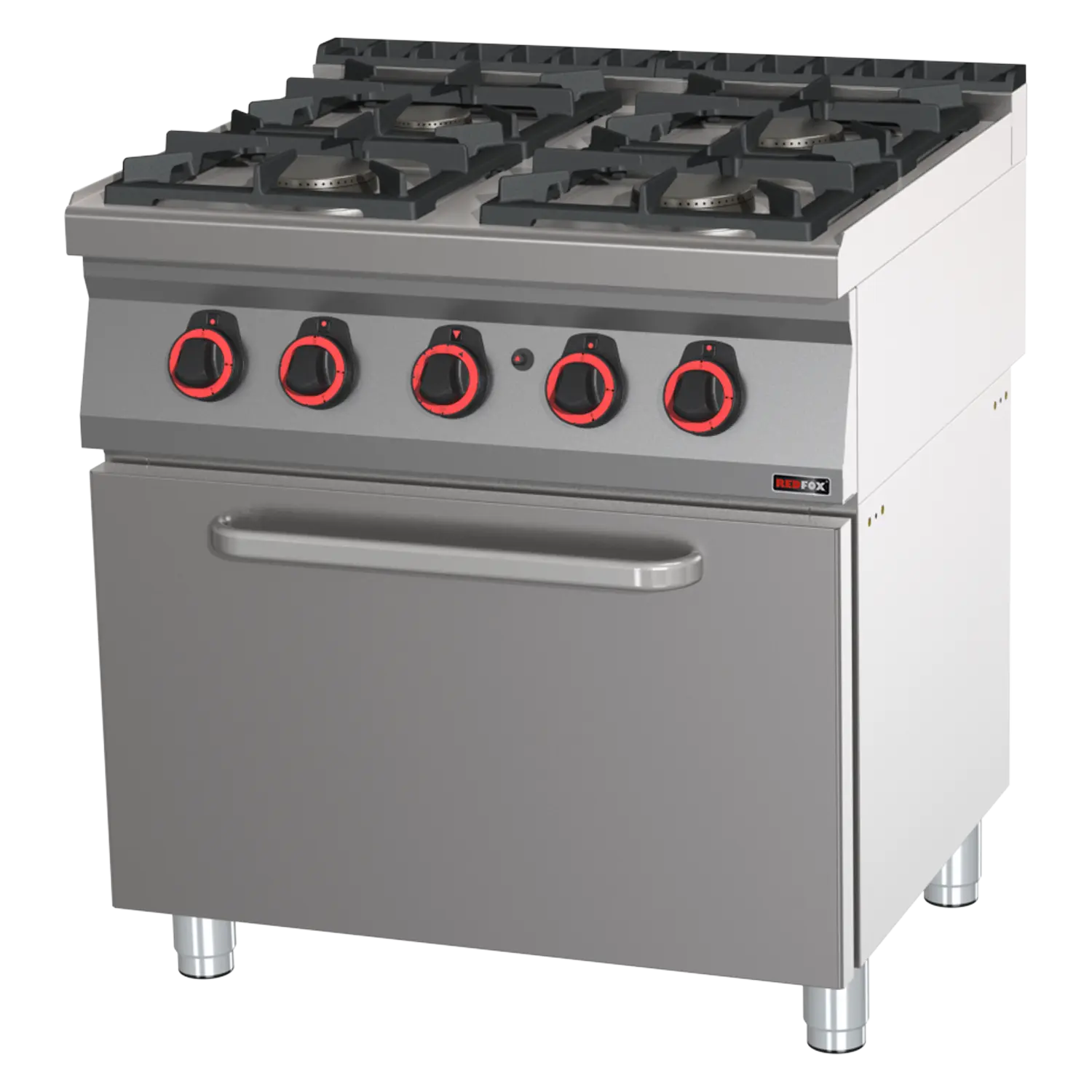 Gasherd mit statischem Gasbackofen GN 2/1 – 4x Brenner ECO | REDFOX – SPBT 70/80 21 G