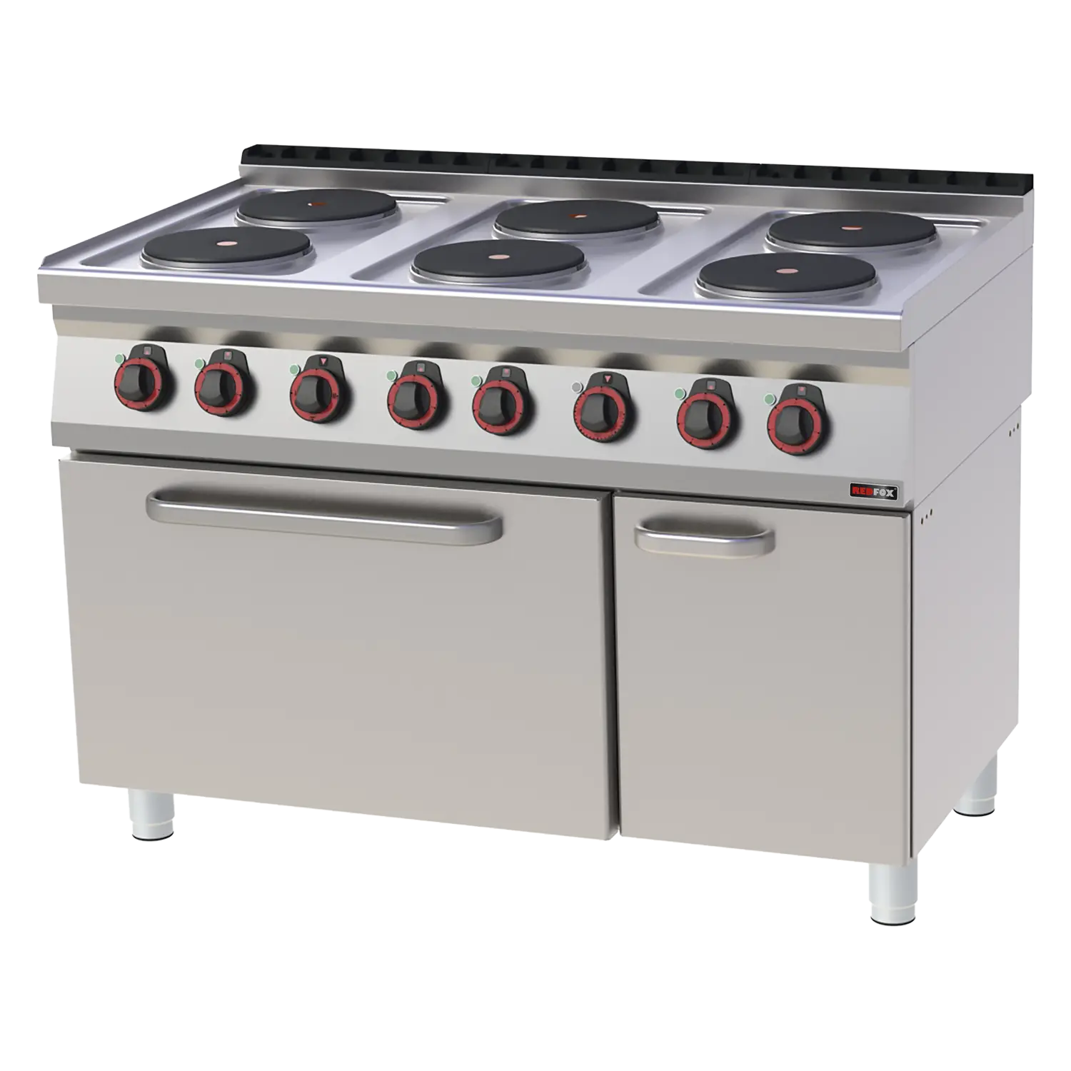 Herd elektrisch mit statischem Elektrobackofen GN 2/1 – 6x Kochfeld 400 V | REDFOX – SPT 70/120-21 E
