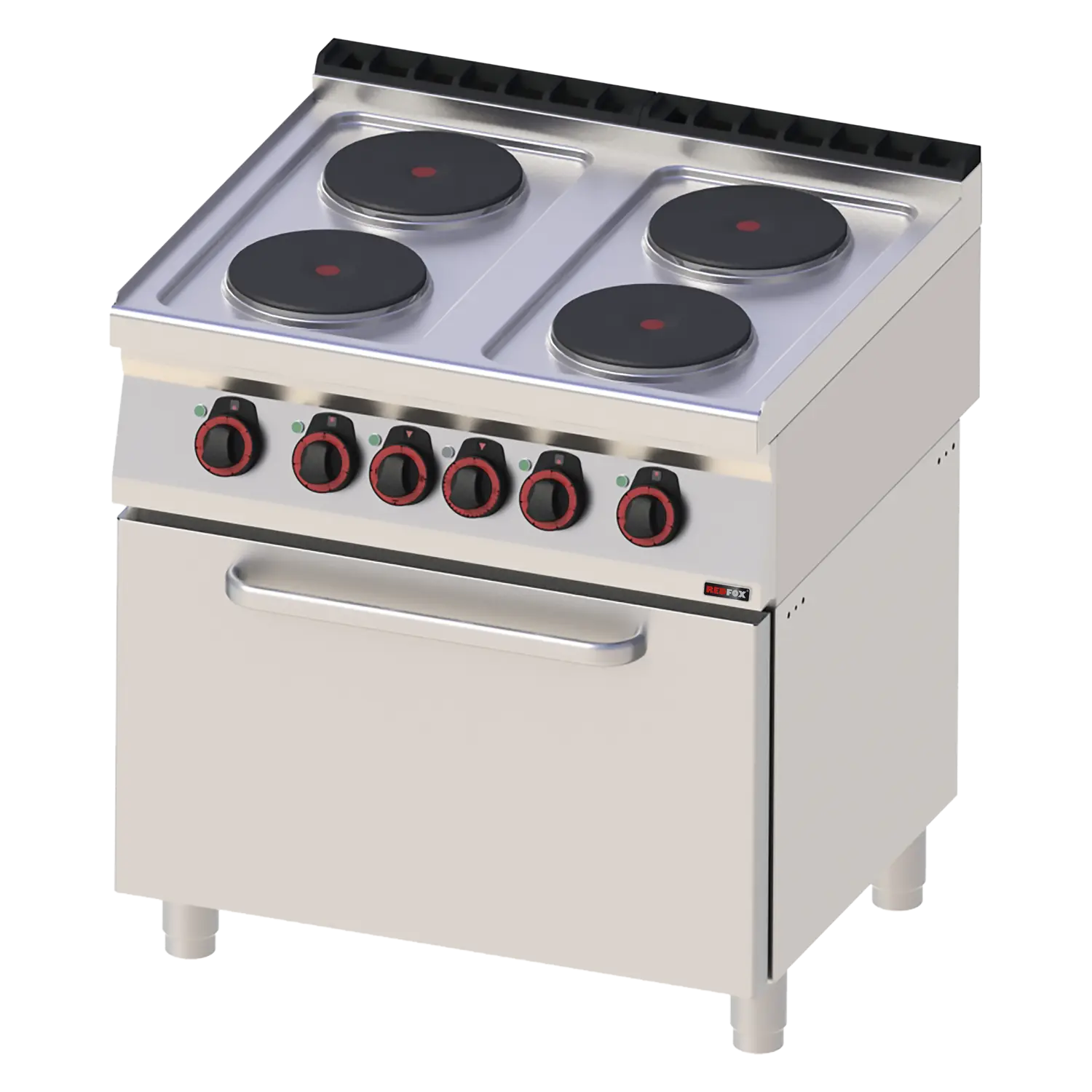 Herd elektrisch mit statischem Elektrobackofen GN 2/1 – 4x Kochfeld 400 V | REDFOX – SPT 70/80 21 E